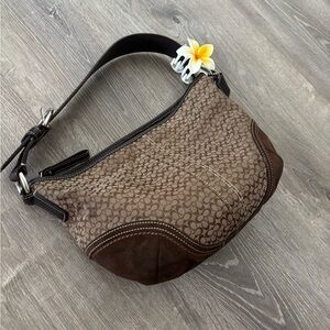 Vintage Y2K Coach Soho Signature Brown Canvas and Suede Hobo Bag